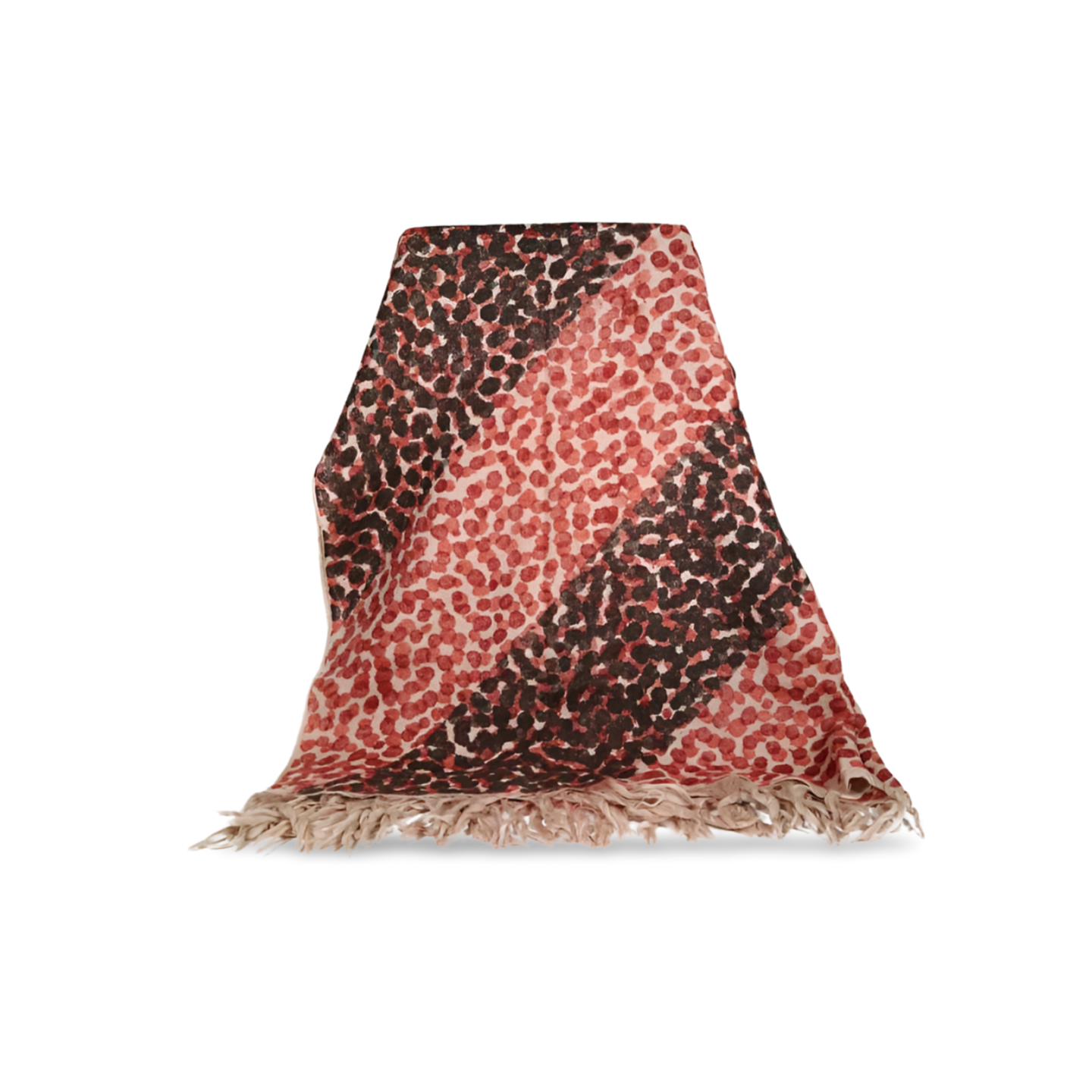 Foulard en Laine × Sarasa rayures à pois / Noir,Rouge