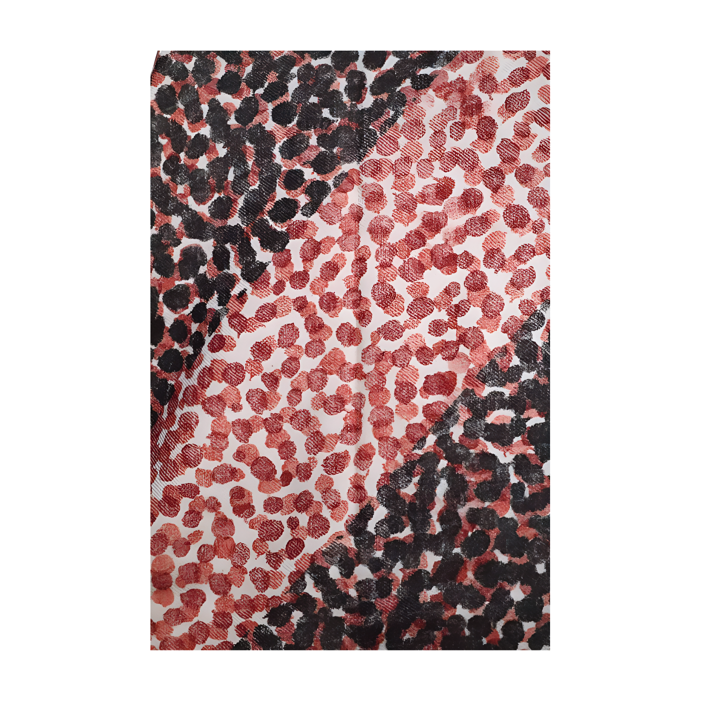 Foulard en Laine × Sarasa rayures à pois / Noir,Rouge